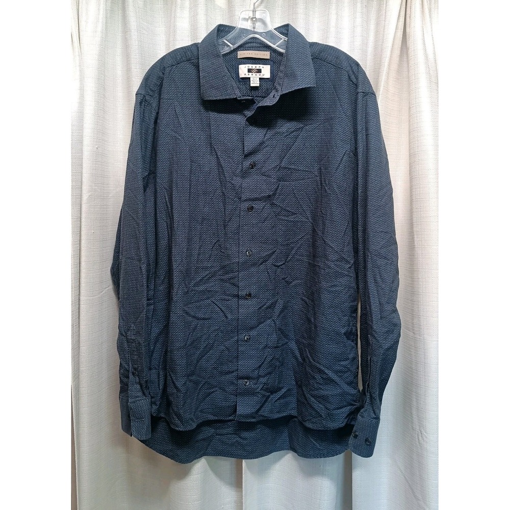 Joseph Abboud Men's Size XLT Limited Edition Blue Micro Check‎ Button Up Shirt